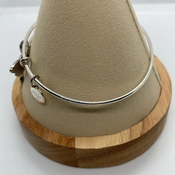 Alex and Ani Luna Moth Charm Bangle Bracelet/Shiny Silver/Very Good Condition - Picture 5 of 6